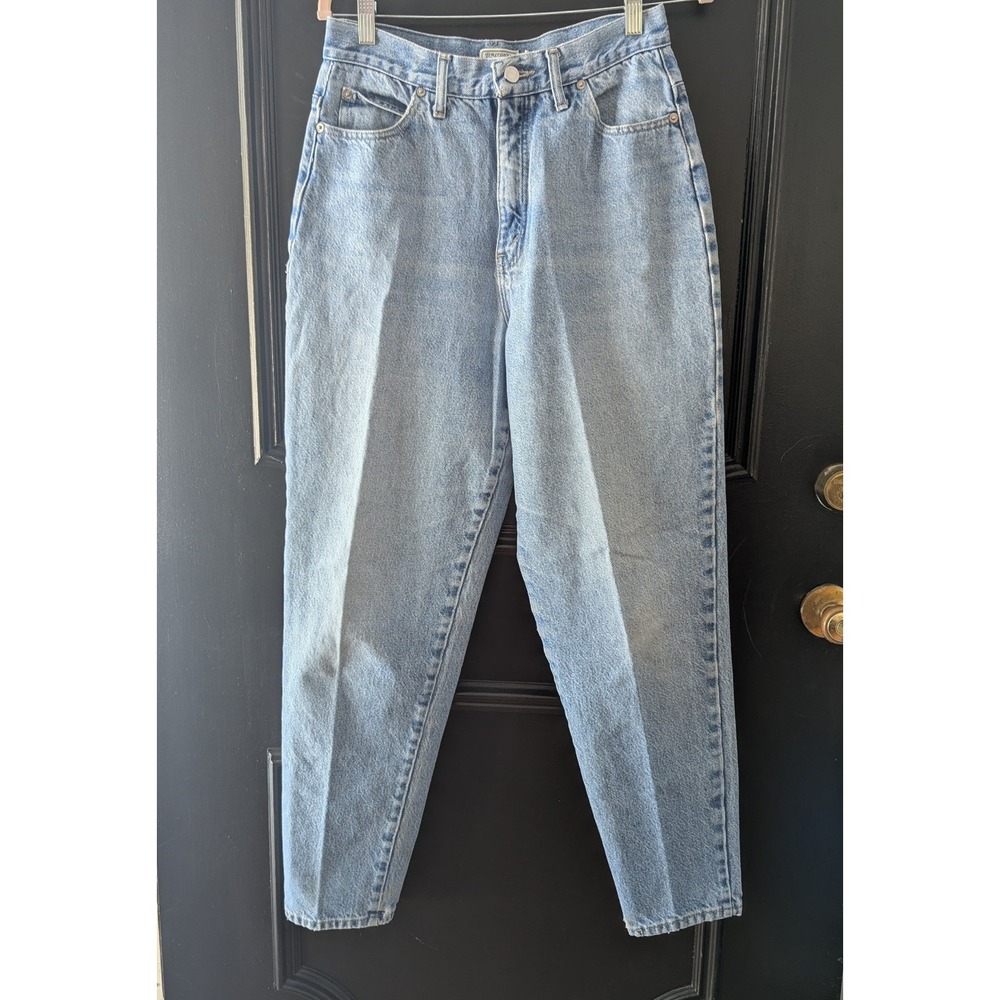 Vtg 90s Mom Jeans Light Wash Denim High Rise Tapered Leg Womens 12 100% Cotton‎